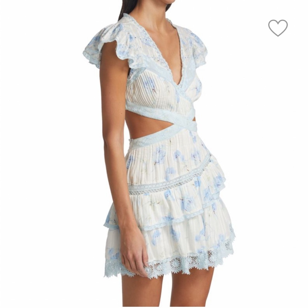 LOVESHACKFANCY Audrina Cut-Out Minidress Blue Small - Picture 3 of 10